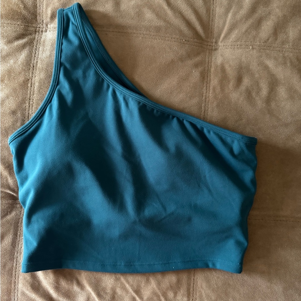 Teal One-Shoulder Crop Top